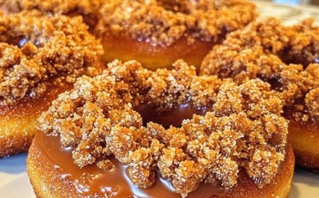 Pumpkin Donuts with Glazed Crumble Topping Recipe