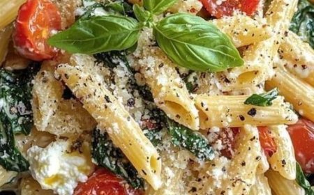 Low-Point Tomato Basil Ricotta Pasta with Spinach Recipe