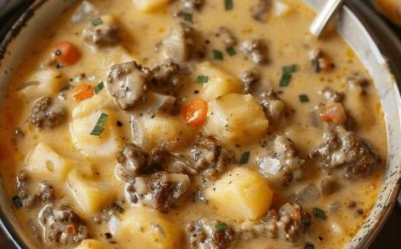 Crockpot Creamy Potato & Hamburger Soup Recipe