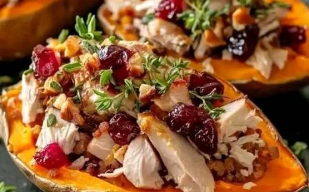Roast Turkey and Cranberry Stuffed Sweet Potatoes Recipe