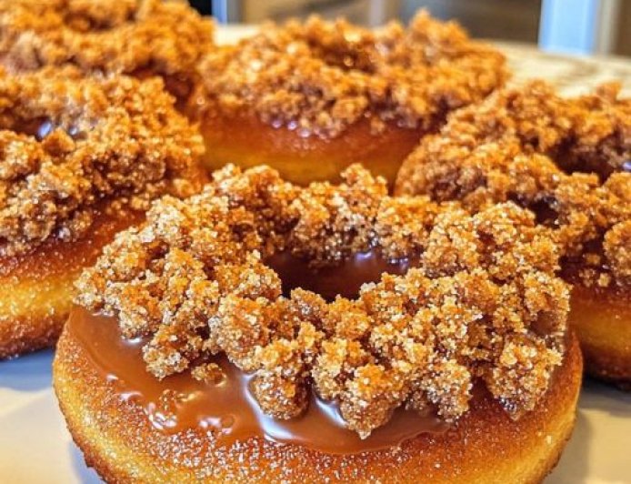 Pumpkin Donuts with Glazed Crumble Topping Recipe